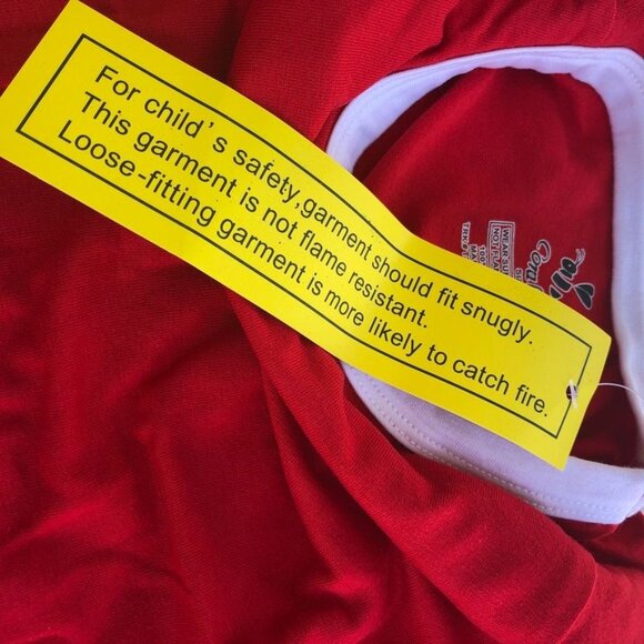 Coral Bee Pajama Set Unisex Red White Long Sleeve Long Striped PJs Sz 4 - Picture 8 of 12